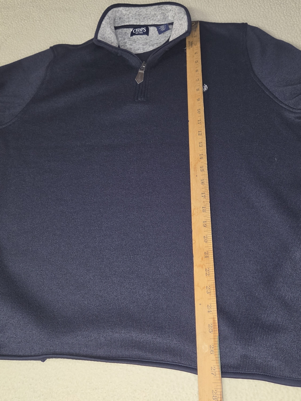 Chaps Men's Navy Quarter-Zip Sweater with Contrast Collar Size XL - Picture 4 of 9